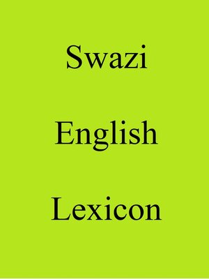 cover image of Swazi English Lexicon